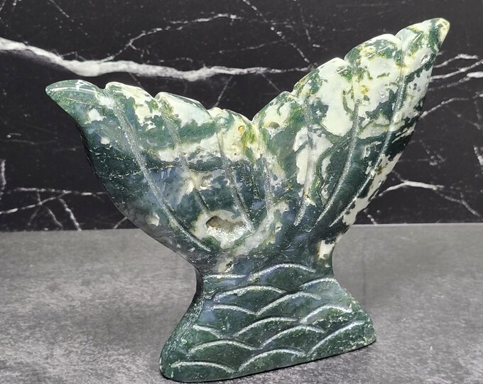 Moss Agate Crystal Mermaid Tail