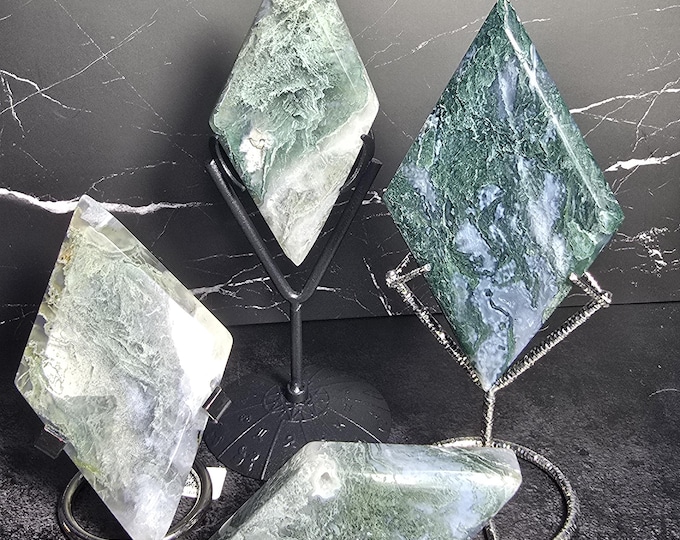 Moss Agate Crystal Rhombus Diamonds