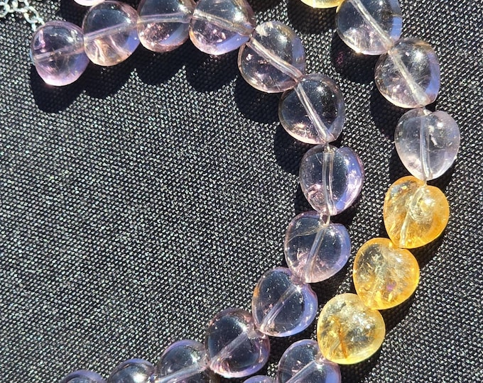 Amethyst & Citrine Heart Shaped Crystal Beaded Bracelets
