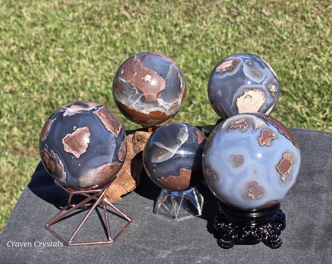 Fluorescent Red Volcano Agate Crystal Sphere