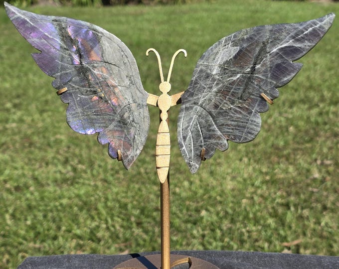 Flashy Labradorite Crystal Butterfly Wings