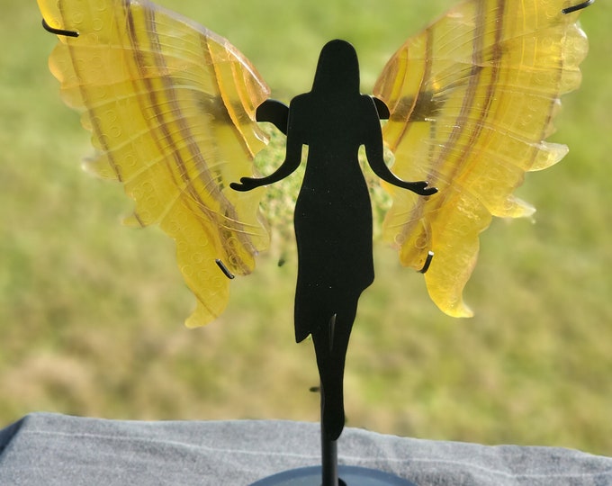 Yellow Fluorite Crystal Angel/Fairy Wings