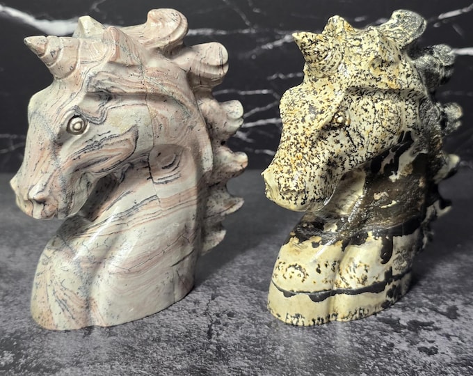 Picture Jasper Crystal Unicorn Carvings