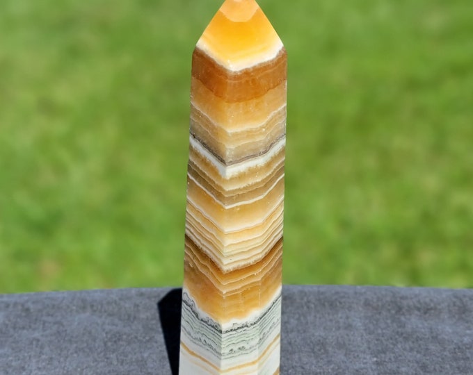 Banded Honey Calcite Crystal Tower