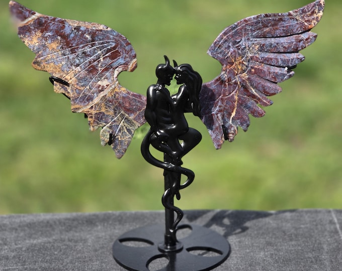 Red Plume Agate Crystal Angel & Devil Wings