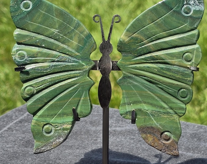 Green Jasper Crystal Butterfly Wings
