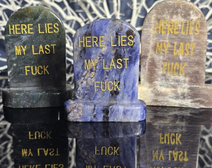 Crystal Tombstone Carvings  | Moss Agate, Sodalite, Moonstone with Sunstone