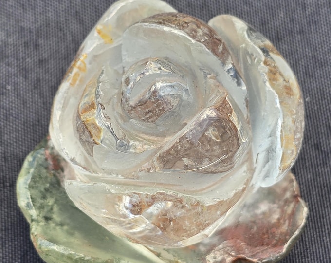 Phantom Garden Quartz Crystal Rose Carving