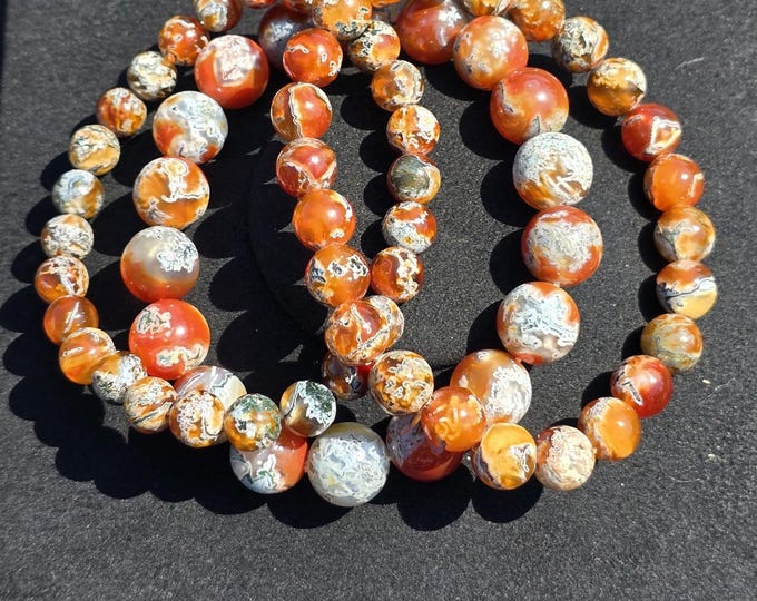 Red Oil Moss Agate Beaded Bracelets
