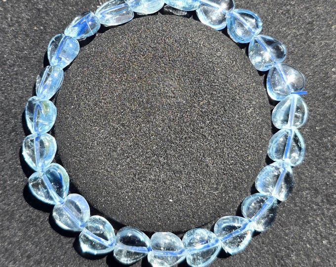 Blue Topaz Crystal Heart Beaded Bracelet