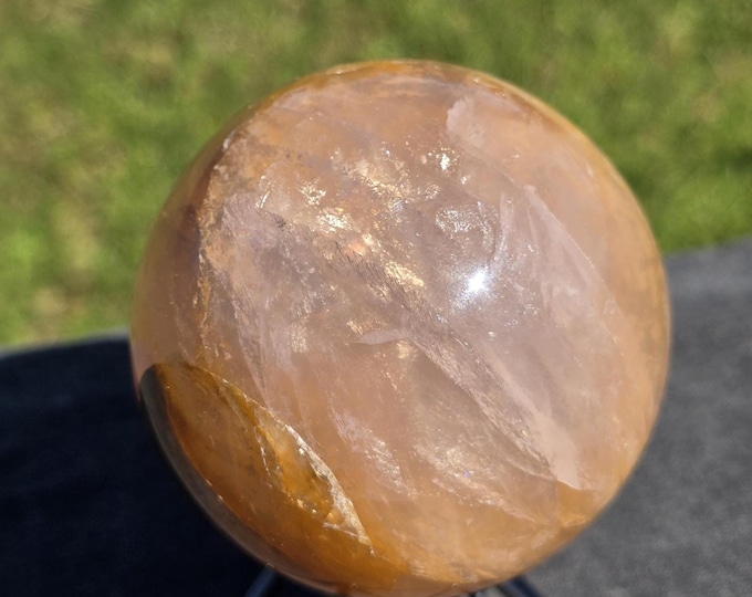 Rose Quartz with Golden Healer Crystal Sphere