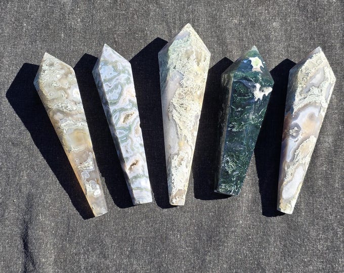 Moss Agate Crystal Wands