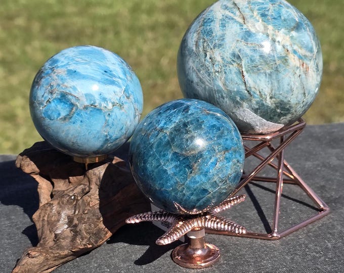 Blue Apatite Crystal Sphere