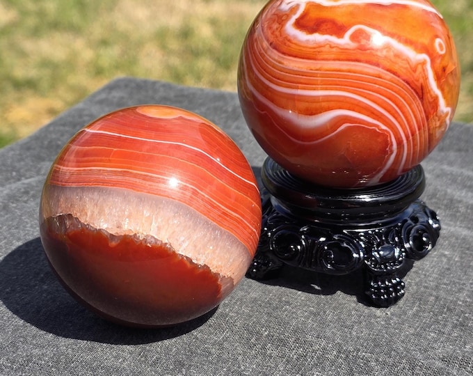 Red Carnelian Banded Agate Crystal Spheres