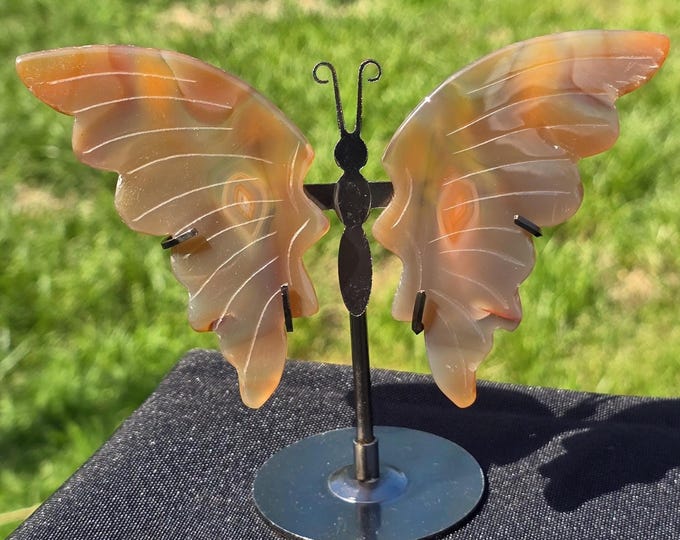 Orange Carnelian Crystal Butterfly Wings