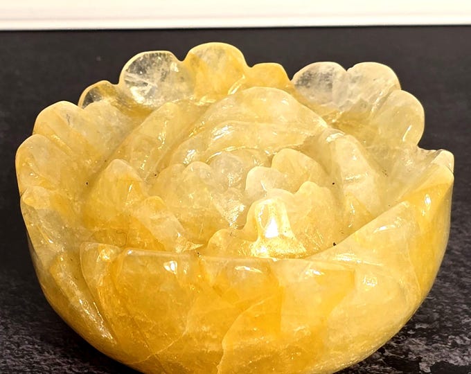 Golden Healer Crystal Peony Flower Carving