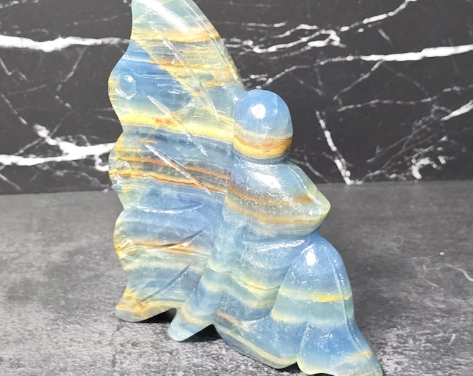 Blue Onyx Calcite Crystal Fairy Carving