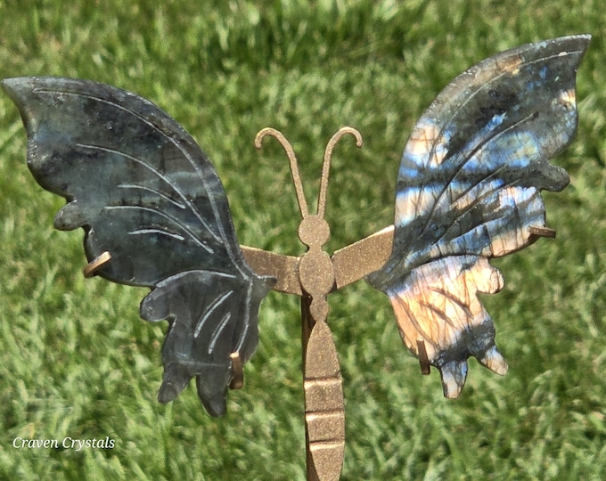 Flashy Labradorite Crystal Butterfly Wings