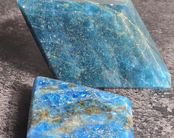 Blue Apatite Crystal Diamond Rhombus