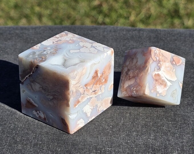 Pink Cotton Candy Agate Crystal Cube