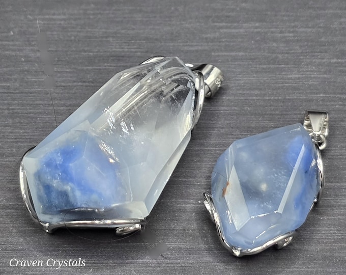 Dumortierite in Quartz Crystal Pendant S925 ~ Serenity Stone