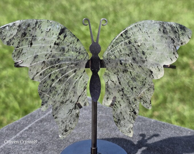 Black Strawberry Quartz Crystal Butterfly Wings