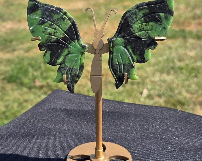 Green Zoisite with Pargasite Crystal Butterfly Wings *REPAIRED*