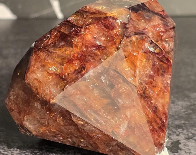 Fire Quartz Crystal Brilliant Cut Diamond