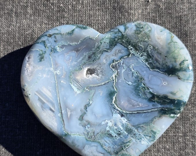 Moss Agate Crystal Heart Bowl