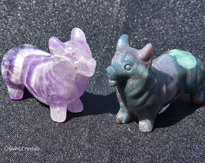 Crystal Corgi Dog Carvings
