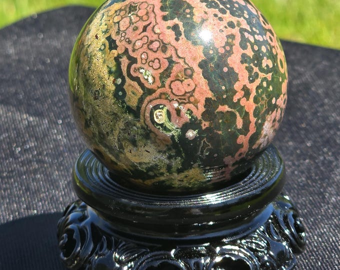 RARE** 8th Vein Orbicular Ocean Jasper Crystal Sphere