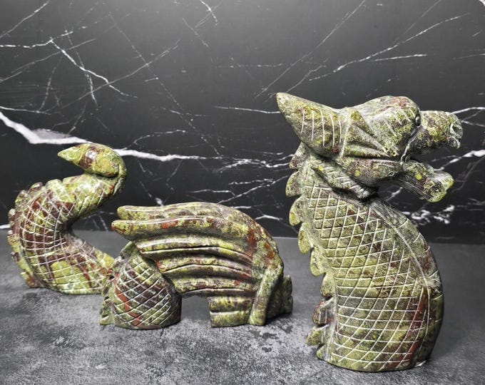 3 Piece Loch Ness Style Dragons Blood Crystal Water Dragon Carving