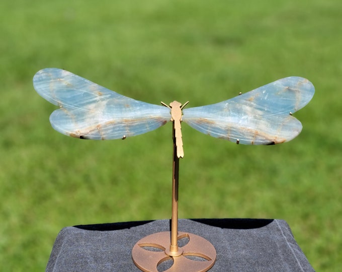 Blue Onyx Crystal Dragonfly Wings