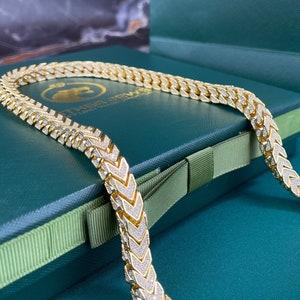 Iced Out Hip-Hop Miami Cuban Chain, 14k Real Gold Plated 20-24-26 inch Unique Model Double Sided Design Unisex Prong CZ Setttings Stones