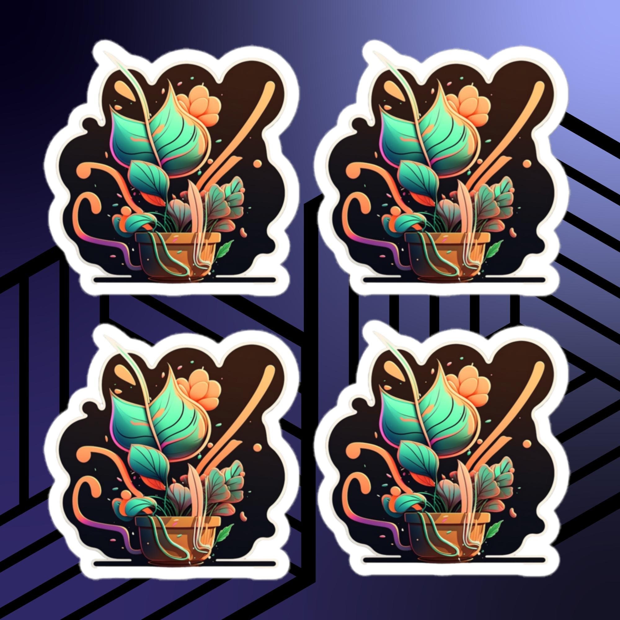 Plantenstickerpakket | Neonsticker | Plant moeder sticker | Neon plantensticker | Stickerpakket | 4 stickers