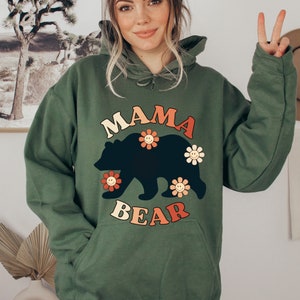 Mama Bear Hoodie Sweatshirt Mama Mom Crewneck Sweater Cadeau voor mama Cadeau voor haar nieuwe Mom Gift Mother Day Mom Hoodie Mom Life Motherhood