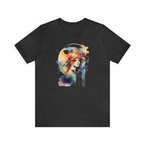 Enchanted Faerie Watercolor T-Shirt | Magic Forest Tee | Red Haired Faerie Shirt | Fairycore T-Shirt | Geometric Shapes Tee