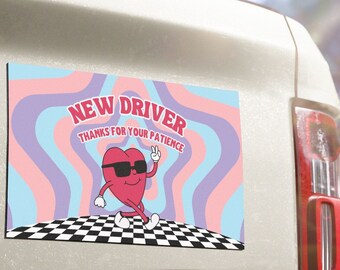 New Driver Bumper StickerHappy Heart Car Magnet: