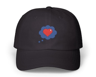 Embroidered Heart Thought Cloud Dad Cap - Love Baseball Hat