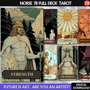 Nordische Mythologie Tarot Karten Deck Tarot Karten Deck Tarot Karten ausdrucken, Asiatische Tarot Karten, Orakel Karten Deck, Einzigartiges Tarot Deck für Anfänger