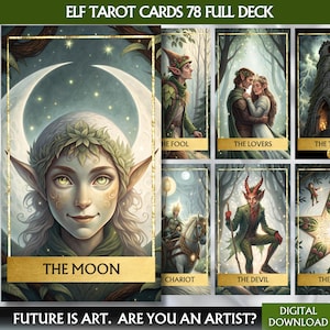 Digital Elf Tarot Deck Fairy Tale Tarot Cards Deck Printable Full Deck Tarot Cards Deck Unique Oracle Deck Printable Digital Download