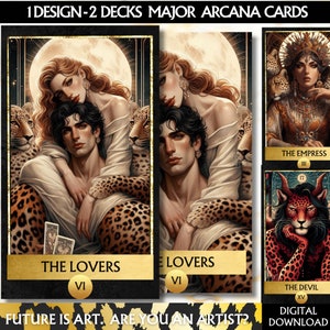 Digitale 22 Major Arcana Leopard Tarot Karten, druckbare Tarot Karten Deck Tiere Kunstwerk Tarot Deck Anfänger, druckbares Orakel