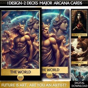 Digitale griechische Mythologie 22 Major Arcana Tarotkarten, druckbares Tarot-Deck Digital Cards Deck Goddness-Tarot-Deck-Anfänger, druckbares Orakel