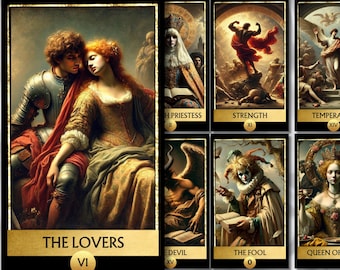 Baroque Tarot Deck Digital 78 Card Printable Tarot for Self-Reflection Divination and Spiritual Growth Art-Inspired Tarot Deck