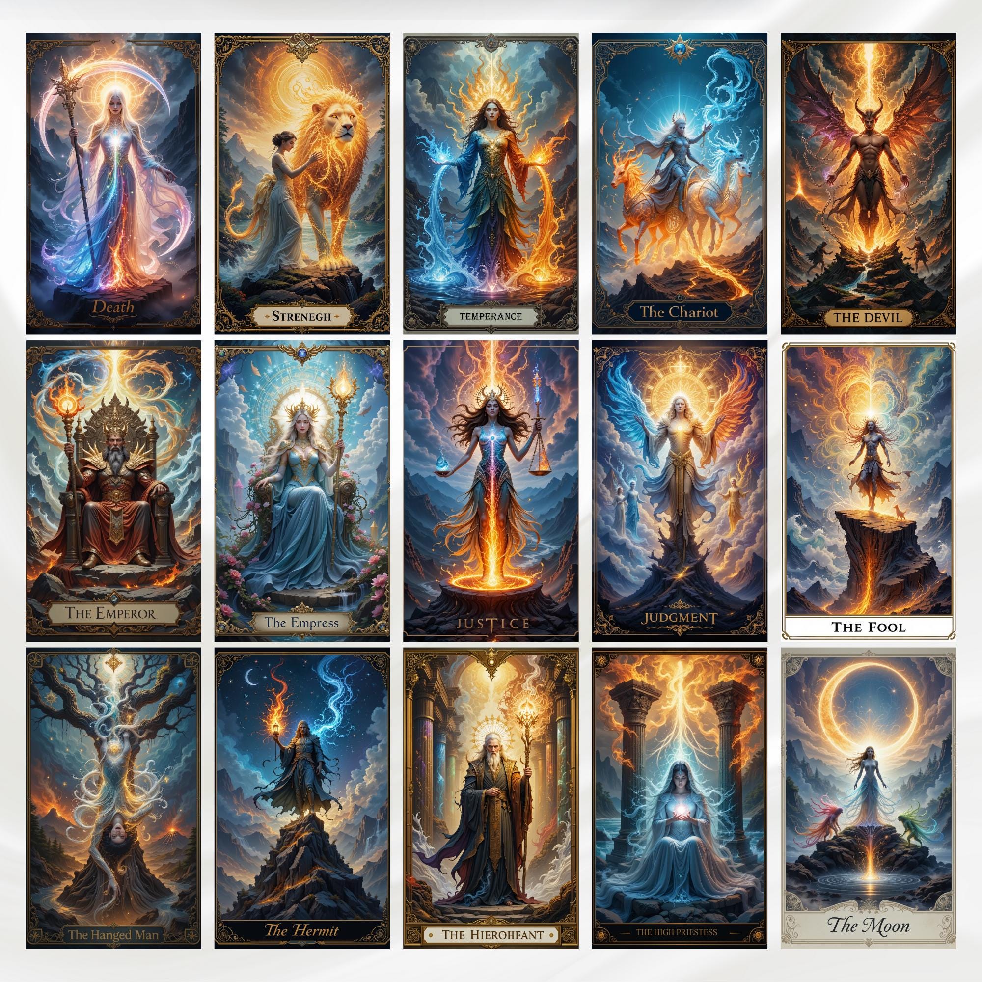 Celestial Tarot Deck Digital Download Printable Tarot Cards Spiritual ...