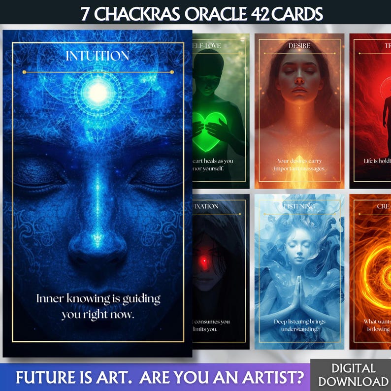 7 Chackras Oracle Deck, Messages From the Universe, Esoteric Cards ...