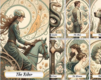 Watercolor Tarot Lenormand Tarot Cards Deck Tarot Deck Digital Tarot Prints Printable Tarot cards, printable oracle deck, Unique tarot deck