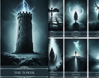 Sofortiger Download Tarotkarten Schattenkarten Digitale Tarotkarten Deck Schwarzes Tarot Deck Einzigartiges Tarot Deck Anfänger druckbares Orakel Deck