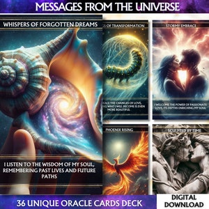 Baraja de oráculo digital de 36 mensajes del universo, baraja de oráculo de sabiduría, baraja de oráculo imprimible, cartas esotéricas, cartas de adivinación, tarot imprimible