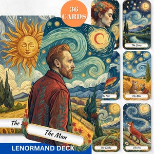 Van Gogh Tarocchi Lenormand Tarocchi Mazzo di Tarocchi Mazzo di Tarocchi Digitale Arte di Van Gogh Carte dei Tarocchi Stampabili, mazzo di oracoli stampabili, mazzo di tarocchi Unico